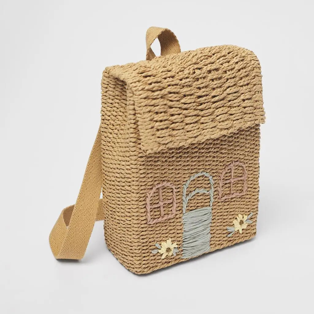 2023 Hot Selling Wholesale Kids Backpack Custom Handwork Rattan Bag Natural Kawaii School Backpack for Girl