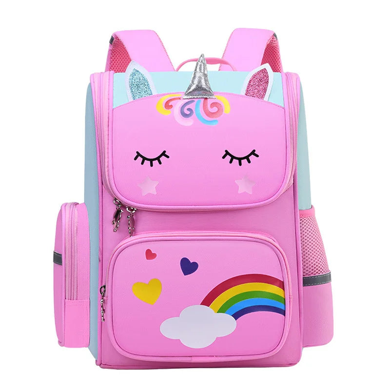 Custom Unicorn Cartoon Mochila Primary Student Pink Purple Navy Blue Rainbow Waterproof Child Kids Book Bag Backpack School Bags