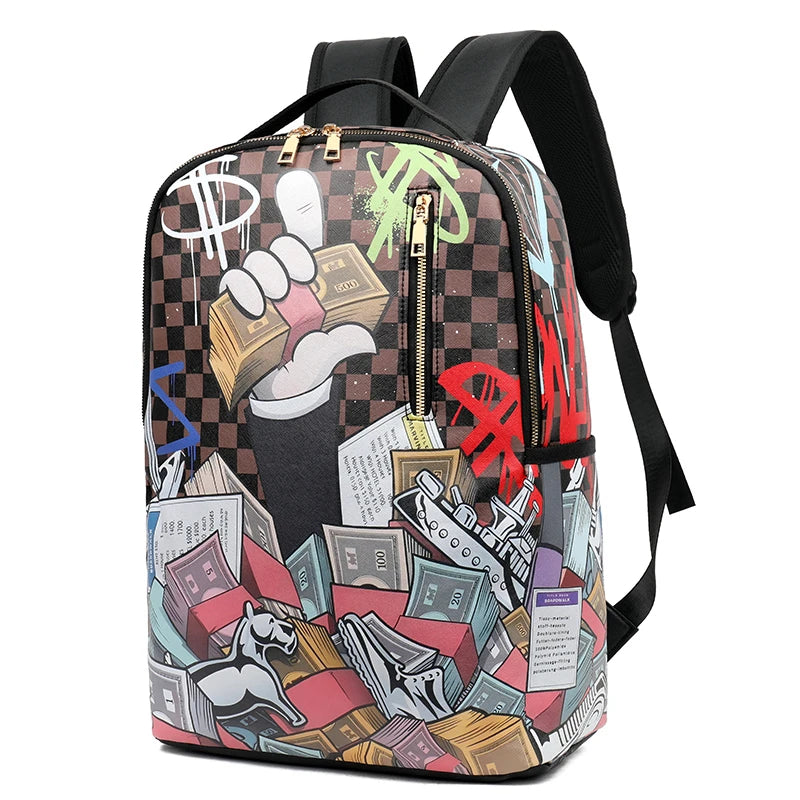 Custom Full Imprinted Picture Backpack Spray Ground Bag Casual Printing School Backpack Men Women