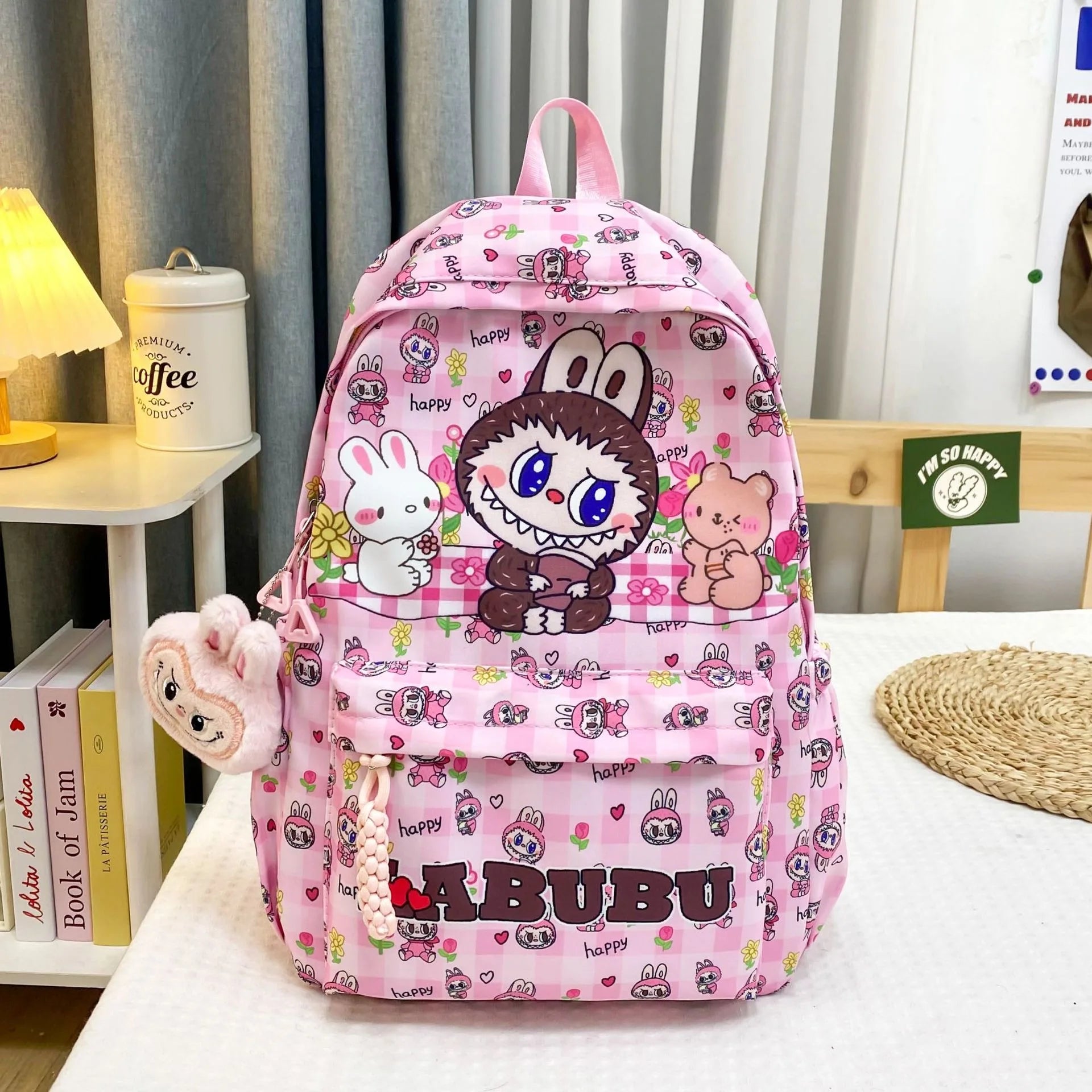 2025 Customizable Design Large Capacity School Backpack New Cartoon Monster Labubu Full Print for Students and Kids