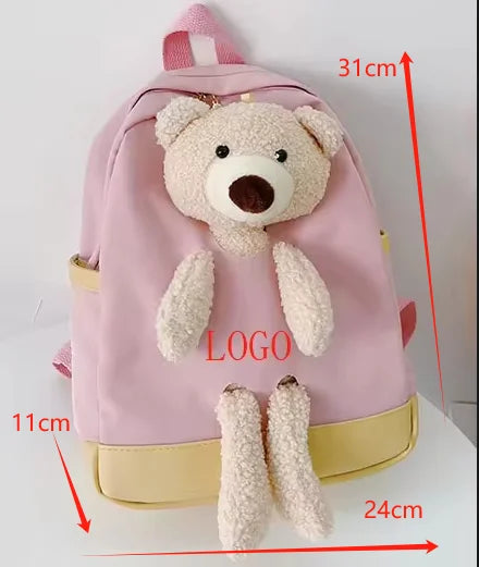 Custom Kids Cute Backpack With Teddy Bear Children Small Daypack Kindergarten Soft School Bag OEM logo Fashion Baby Travel Bag