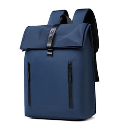 Custom Logo Men's Large Opening Roll Top Waterproof PU Business Laptop Backpack with Casual Daypack Travel for College Students