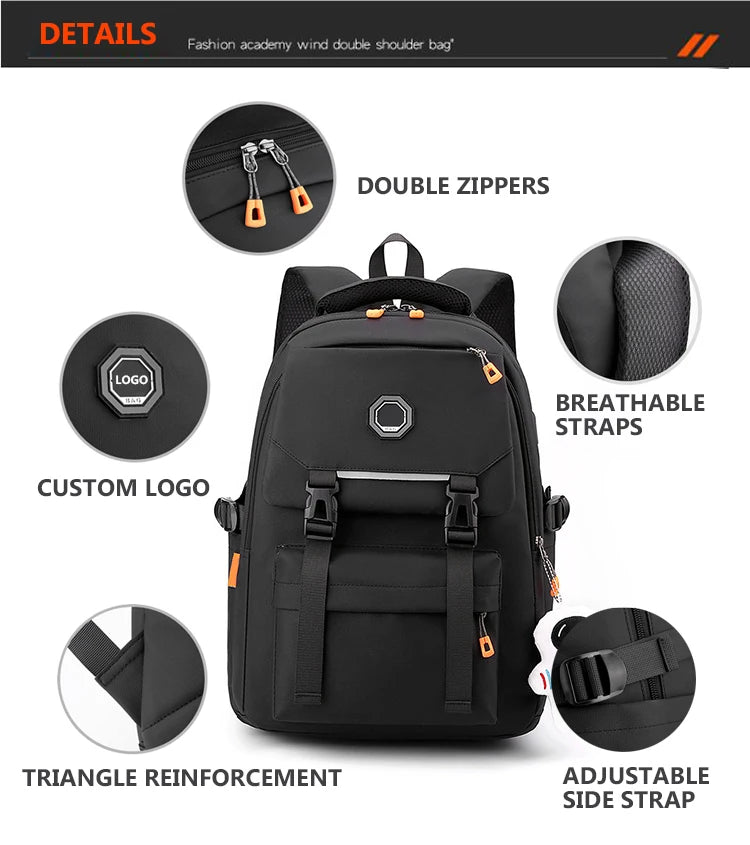 Custom logo Oxford College Student New Designer Waterproof Cheap Fashion Cool Travel Student School Laptop Backpack for Teens