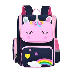 Custom Unicorn Cartoon Mochila Primary Student Pink Purple Navy Blue Rainbow Waterproof Child Kids Book Bag Backpack School Bags