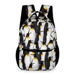 Custom 16 Inch Cute Penguins Themed School Backpack for Kids Girls Boys Lightweight Large Capacity Personalized Bookbag Students