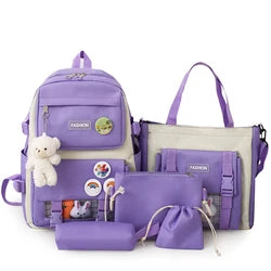 2024 School Backpack Set Lunch Bags for School Bags Girl Kawaii College Student Kids Rucksack School Bag Set Custom Logo