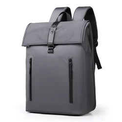 Custom Logo Men's Large Opening Roll Top Waterproof PU Business Laptop Backpack with Casual Daypack Travel for College Students