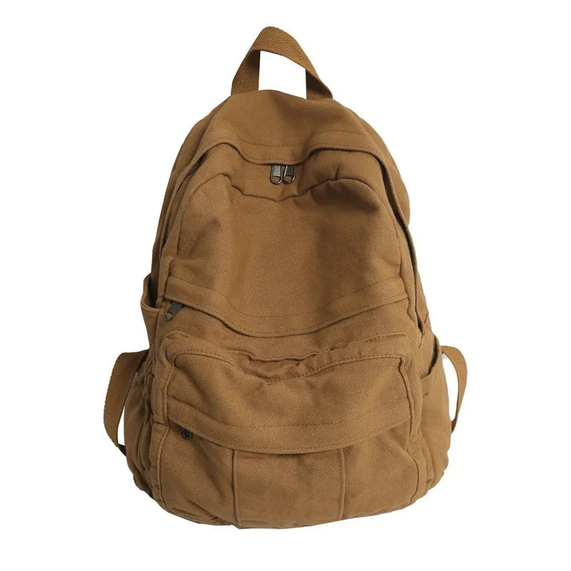 Custom Logo Wholesale Canvas Book Bags: Trendy Retro College School Backpack for Girls and Women
