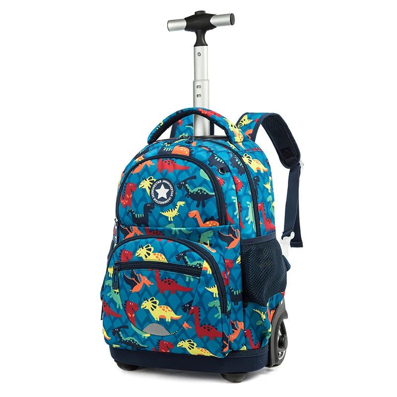 Jasminestar RNew Design Custom Logo Kids School Rolling Trolley Wheels Luggage Backpack With Lunch Box