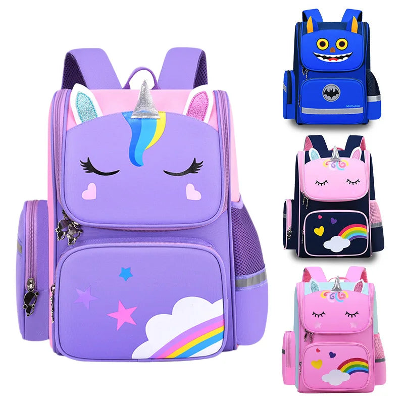 Custom Unicorn Cartoon Mochila Primary Student Pink Purple Navy Blue Rainbow Waterproof Child Kids Book Bag Backpack School Bags