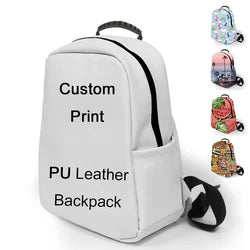 2024 PU Leather Custom Print School Backpack Waterproof Mini Small Size Kids Custom Logo Leather Backpack