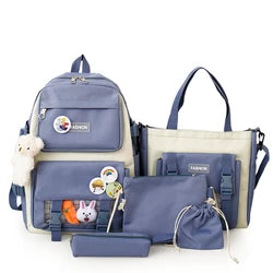2024 School Backpack Set Lunch Bags for School Bags Girl Kawaii College Student Kids Rucksack School Bag Set Custom Logo