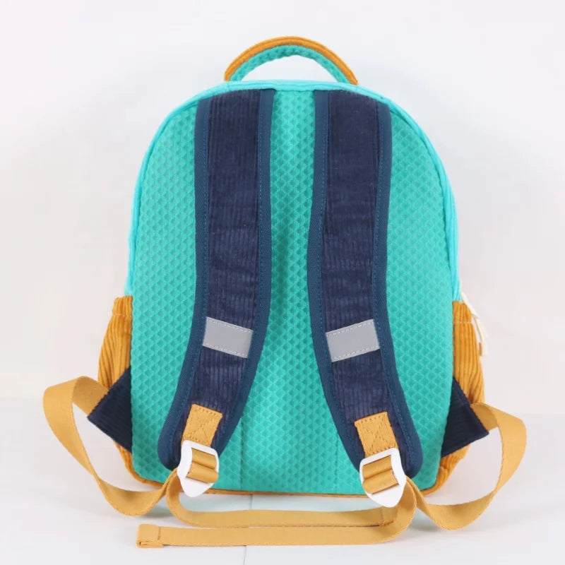 CHANGRONG Unisex Custom Casual Style Lightweight Corduroy School Backpack with Zipper Closure Vintage Design for Children