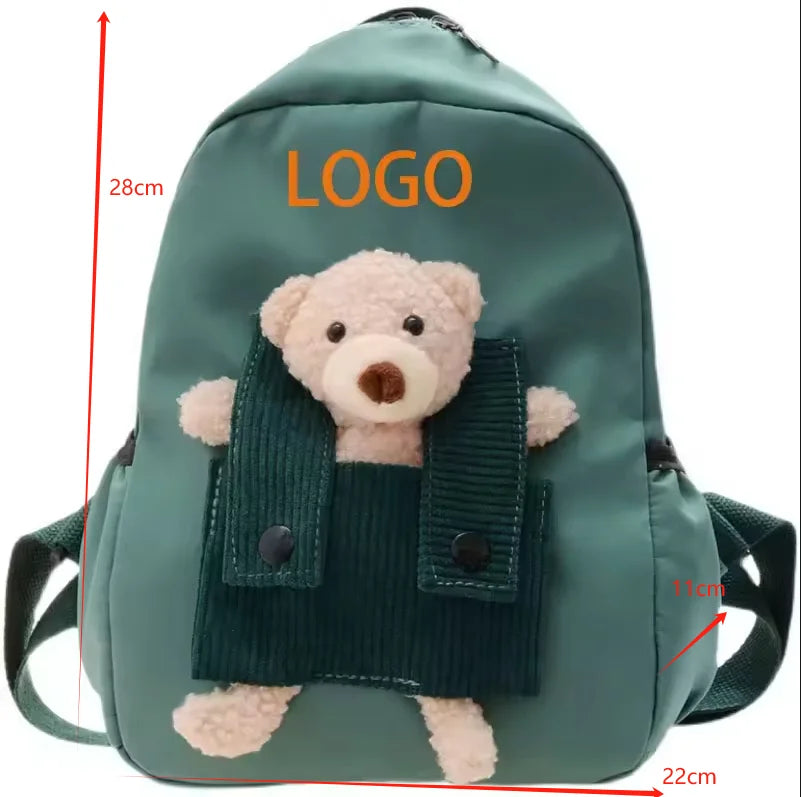 Custom Kids Cute Backpack With Teddy Bear Children Small Daypack Kindergarten Soft School Bag OEM logo Fashion Baby Travel Bag
