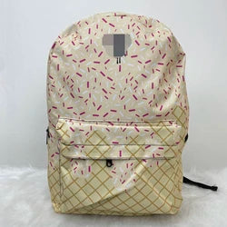Custom Logo Blue Ice Cream Print Travel Backpack Foldable and Soft Cute Vintage School Bag for Girls Students Wholesale