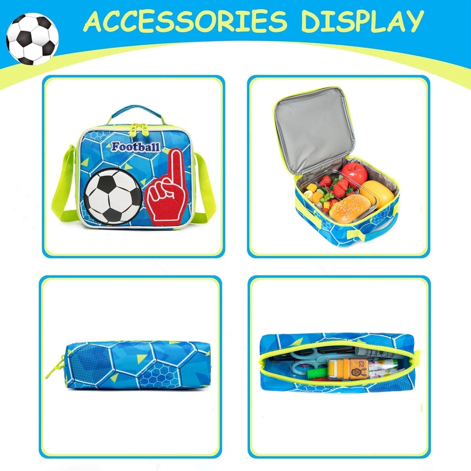 Custom Student Backpack Waterproof Schoolbag Set with Insulated Lunch Bag Casual School Book Bag Other Backpack for Kids