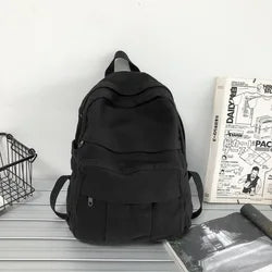 Custom Logo Wholesale Canvas Book Bags: Trendy Retro College School Backpack for Girls and Women