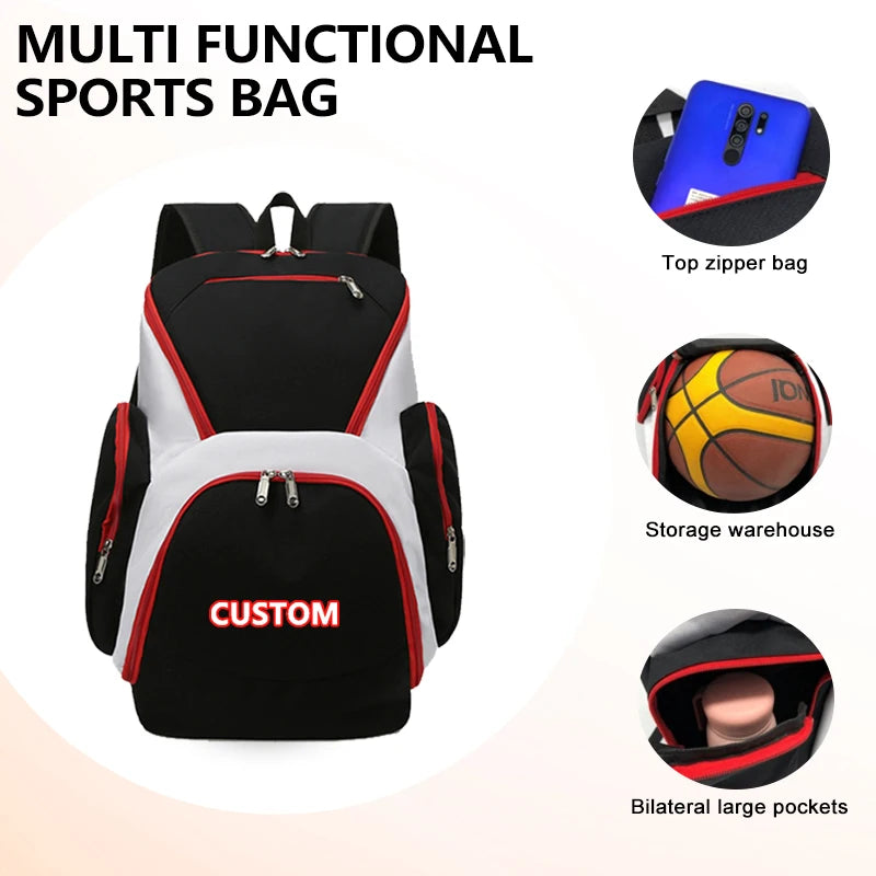 Custom Sports Bag Basketball Backpack for Kids Outdoor Gym Backpack Waterproof Football Travel Bag Men Sports Basketball Bag