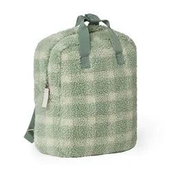 Custom Size Logo Soft Boucle Check Teddy Fabric Kid Children Backpack Fleece Sherpa Kids Mini Backpack