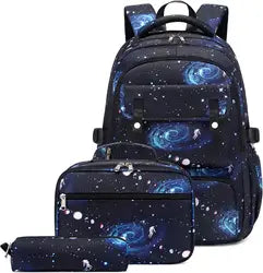 Custom logo School Bags 3pcs Set With Lunch Bag for Boys Kids Student Backpack Mochila Escolar Large Capacity Children Black Bag