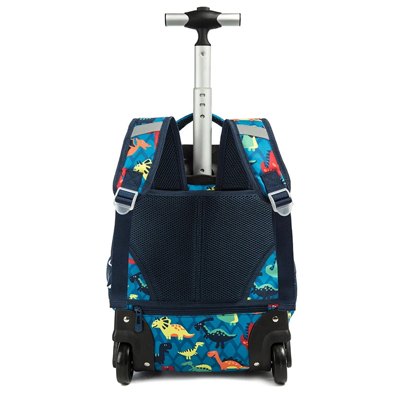 Jasminestar RNew Design Custom Logo Kids School Rolling Trolley Wheels Luggage Backpack With Lunch Box