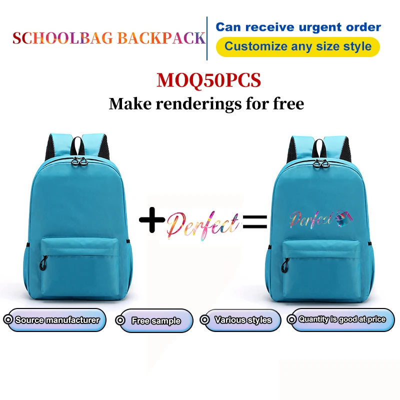 ZY OEM Wholesale Custom Logo Back School Student Backpack for Teenagers School Backpack Bookbags Girls Children Backpacks