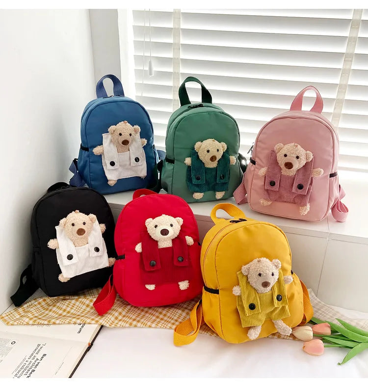Custom Kids Cute Backpack With Teddy Bear Children Small Daypack Kindergarten Soft School Bag OEM logo Fashion Baby Travel Bag