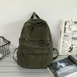 Custom Logo Wholesale Canvas Book Bags: Trendy Retro College School Backpack for Girls and Women