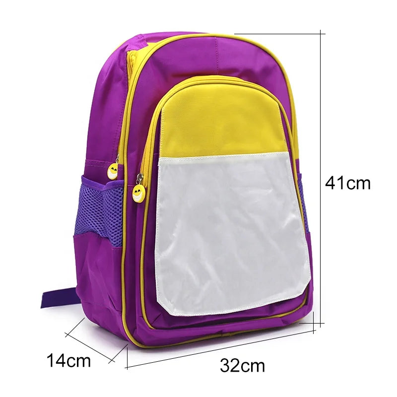 Colorful New Style Personalized Custom Sublimation Blank Kids School Bags Backpacks