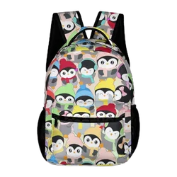 Custom 16 Inch Cute Penguins Themed School Backpack for Kids Girls Boys Lightweight Large Capacity Personalized Bookbag Students