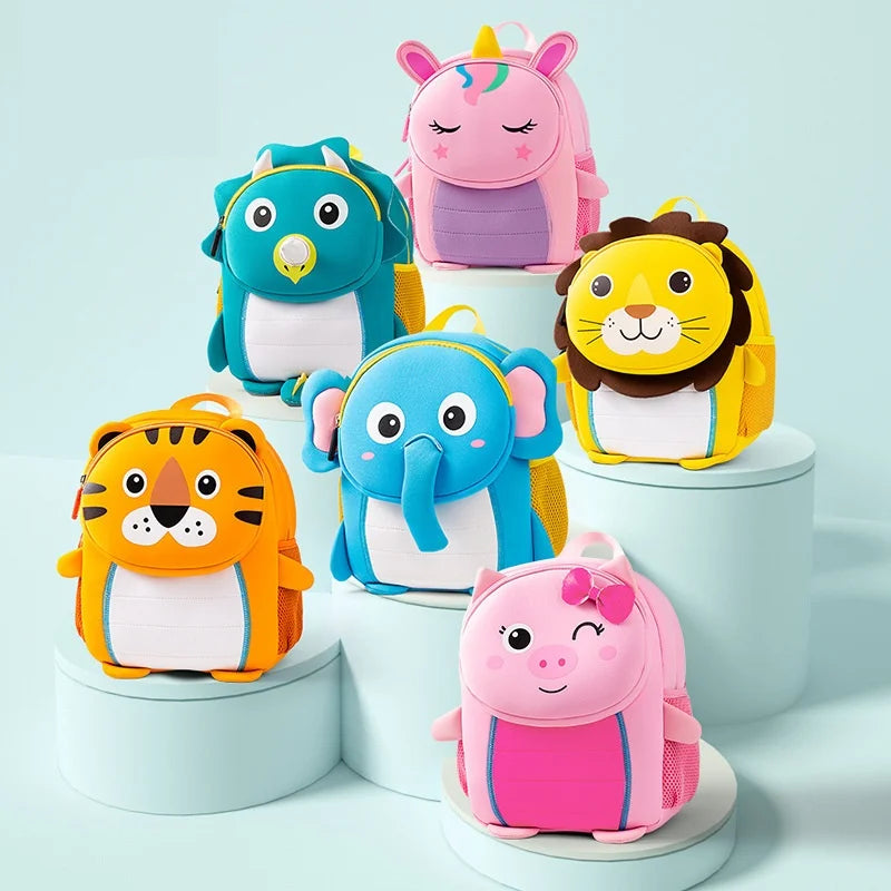 Custom Neoprene 3D Animal Waterproof Backpack for Kids Light Comfortable Kindergarten Schoolbag for Boys Girls