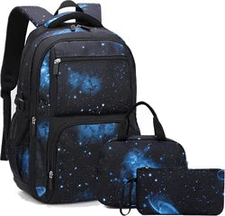 Custom logo School Bags 3pcs Set With Lunch Bag for Boys Kids Student Backpack Mochila Escolar Large Capacity Children Black Bag