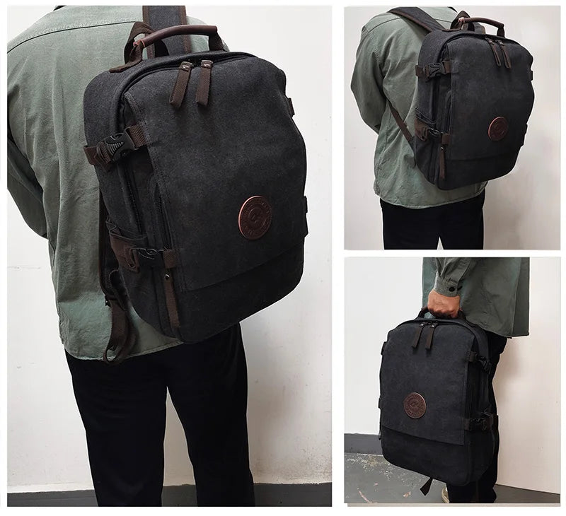 Custom Logo Canvas Travel Laptop Backpack Business Rucksack College Computer Bag Notebook Men's Backpacks