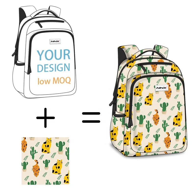 Custom Logo Print Bookbag Designer High Quality Fashion Student Schoolbag Book Cartoon Children Kids School Bag Sets
