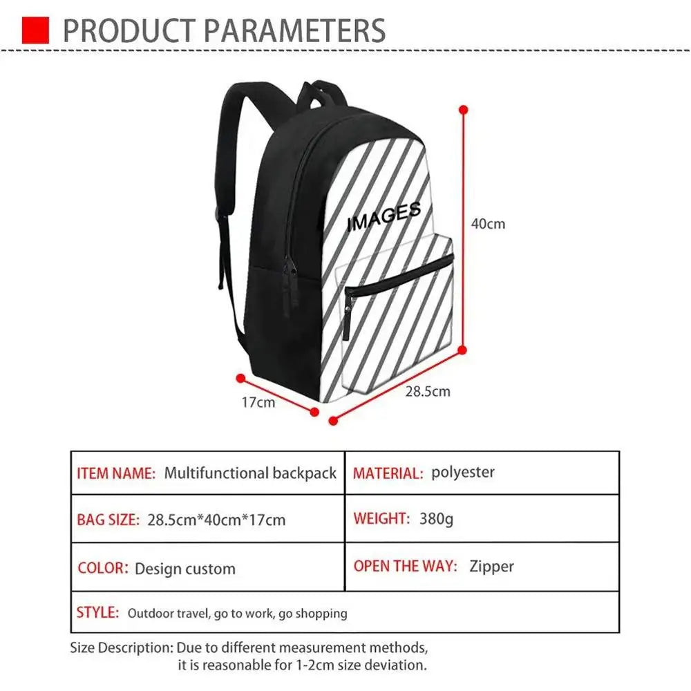 New Pattern Sonic 3D Sublimation Printing School Bags 3pcs for Children Bookbag Student Customize Kids School Backpacks