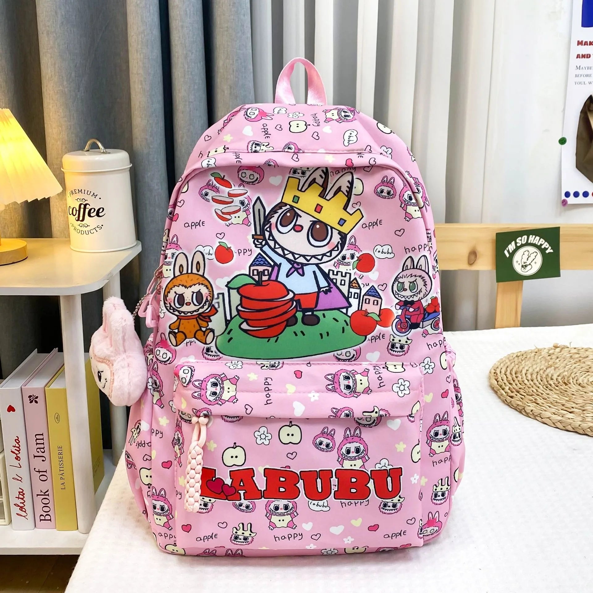 2025 Customizable Design Large Capacity School Backpack New Cartoon Monster Labubu Full Print for Students and Kids