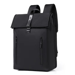 Custom Logo Men's Large Opening Roll Top Waterproof PU Business Laptop Backpack with Casual Daypack Travel for College Students