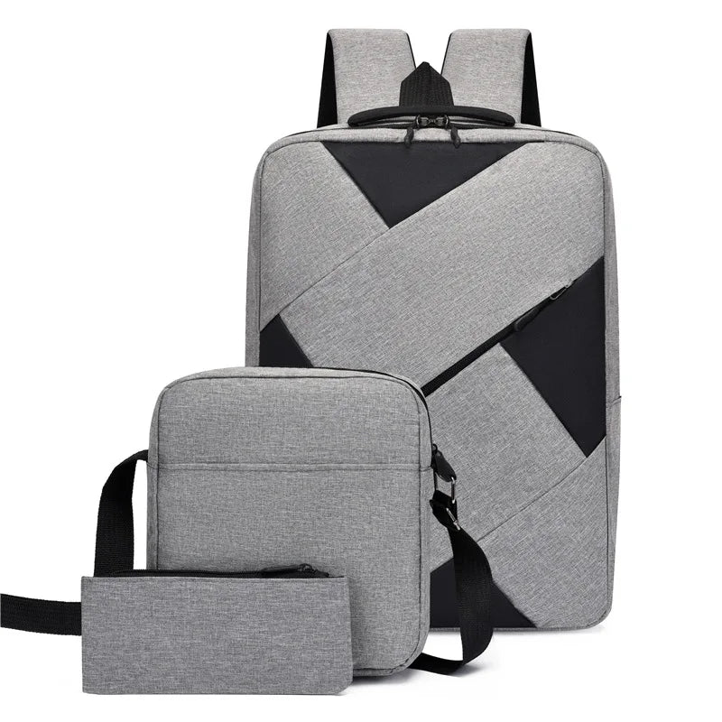 Custom Logo 3 Pcs in 1 Back to School Schoolbag Backpack for Boy Girl Adult New USB Charging Bookbag Laptop Backpack Set