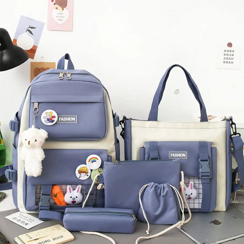 2024 School Backpack Set Lunch Bags for School Bags Girl Kawaii College Student Kids Rucksack School Bag Set Custom Logo