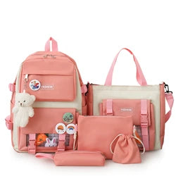 2024 School Backpack Set Lunch Bags for School Bags Girl Kawaii College Student Kids Rucksack School Bag Set Custom Logo