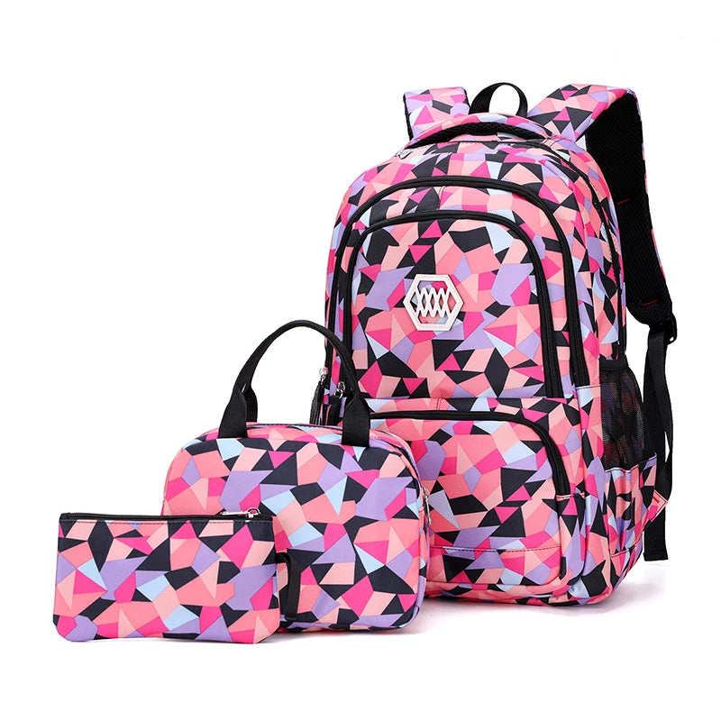 Factory Customized New Fashion High-quality Student Backpack 3 in 1 Set With Lunch Box and Pencil case Waterproof Kids Bags