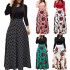 Sexy Bohemia High Quality Wholesale Custom Logo Strips Floral Printed Church Women Lady Casual Wear Elegant Long Sleeve Dress