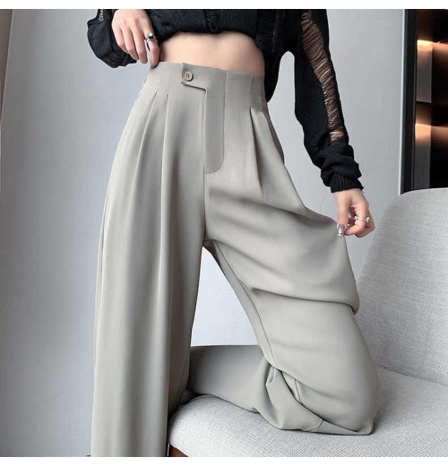 High Waist Suits Pants Women Spring Summer New Wide Leg Trousers Office Ladies Elegant Casual Pants