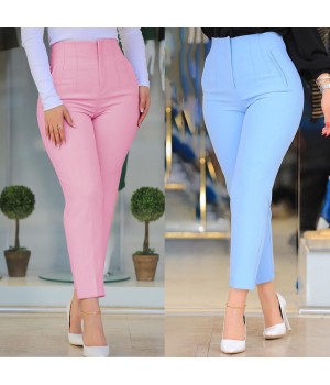 2024 Hot Selling Summer Office Pants For Women High Waist Slim Fit Solid Casual Trousers Women Suit Pants For Ladies